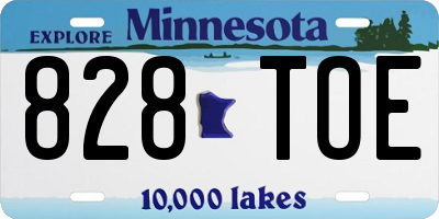 MN license plate 828TOE