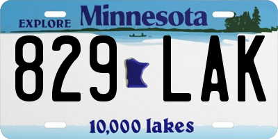 MN license plate 829LAK