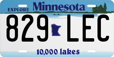 MN license plate 829LEC