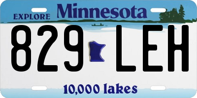 MN license plate 829LEH