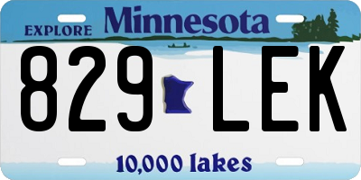MN license plate 829LEK