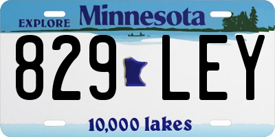 MN license plate 829LEY