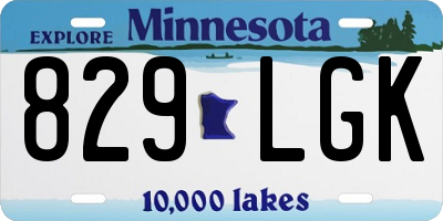 MN license plate 829LGK