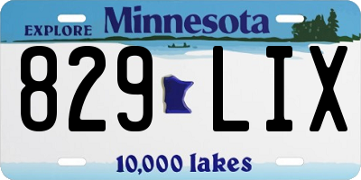 MN license plate 829LIX