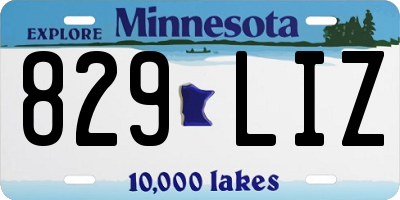 MN license plate 829LIZ