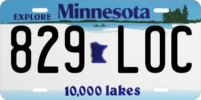 MN license plate 829LOC