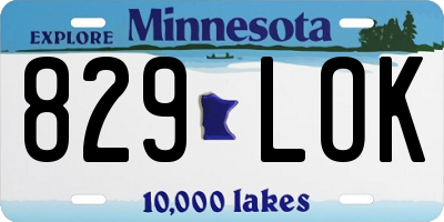 MN license plate 829LOK
