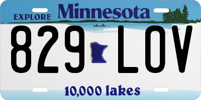 MN license plate 829LOV
