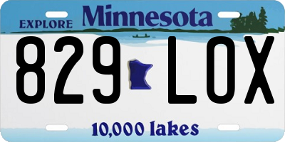MN license plate 829LOX