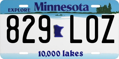 MN license plate 829LOZ