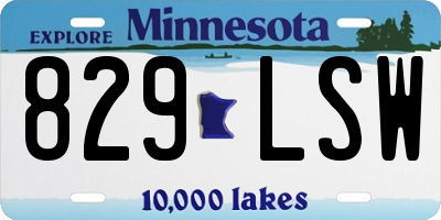 MN license plate 829LSW