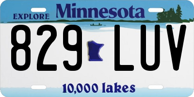 MN license plate 829LUV