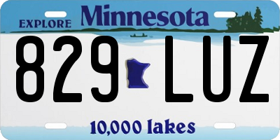 MN license plate 829LUZ