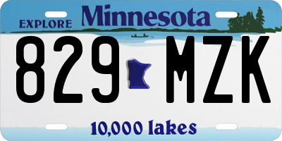 MN license plate 829MZK