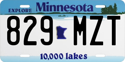 MN license plate 829MZT