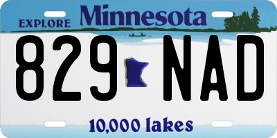 MN license plate 829NAD