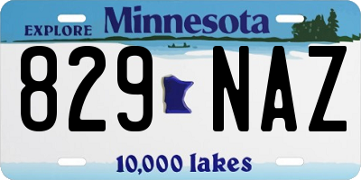 MN license plate 829NAZ