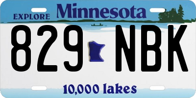MN license plate 829NBK