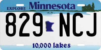 MN license plate 829NCJ