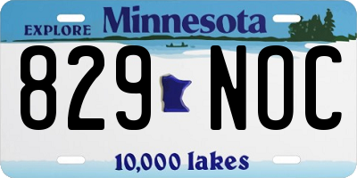 MN license plate 829NOC
