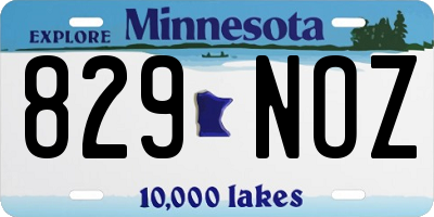 MN license plate 829NOZ