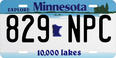 MN license plate 829NPC
