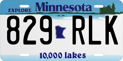 MN license plate 829RLK