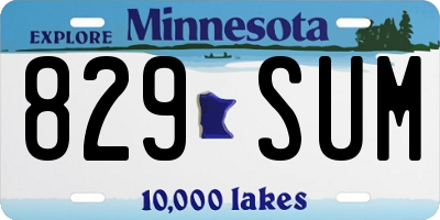 MN license plate 829SUM