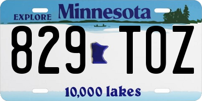 MN license plate 829TOZ
