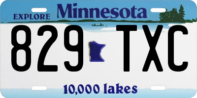MN license plate 829TXC