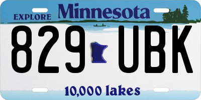 MN license plate 829UBK