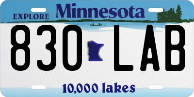 MN license plate 830LAB