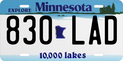 MN license plate 830LAD