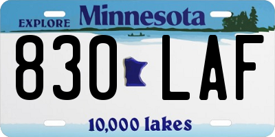 MN license plate 830LAF