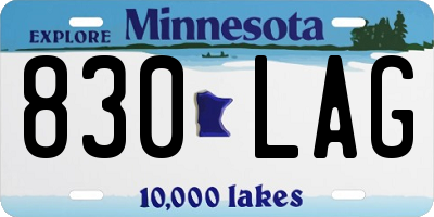 MN license plate 830LAG