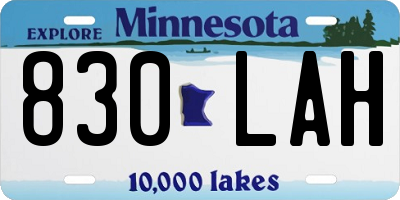 MN license plate 830LAH