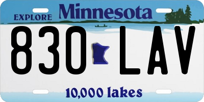 MN license plate 830LAV