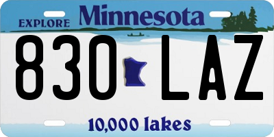 MN license plate 830LAZ