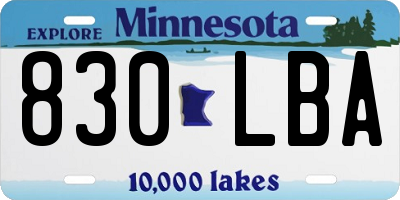 MN license plate 830LBA