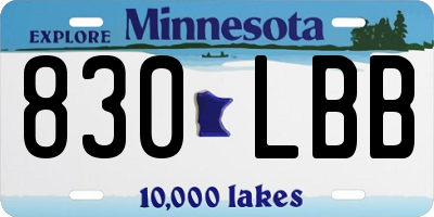 MN license plate 830LBB