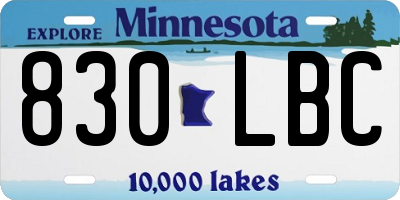 MN license plate 830LBC