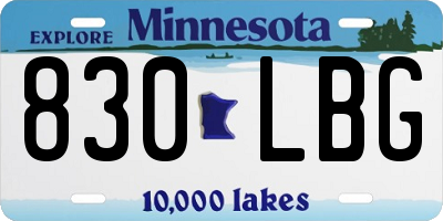MN license plate 830LBG