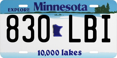 MN license plate 830LBI