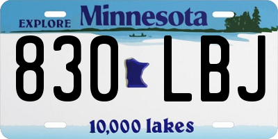 MN license plate 830LBJ
