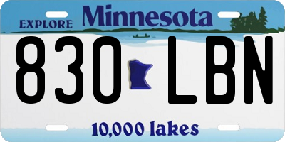 MN license plate 830LBN