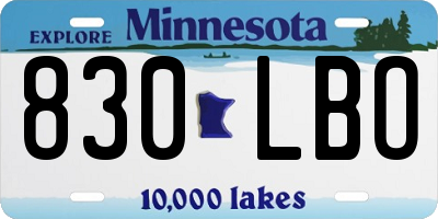 MN license plate 830LBO