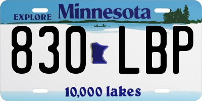 MN license plate 830LBP