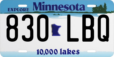 MN license plate 830LBQ