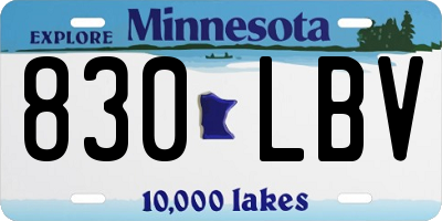 MN license plate 830LBV