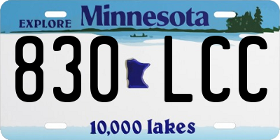 MN license plate 830LCC